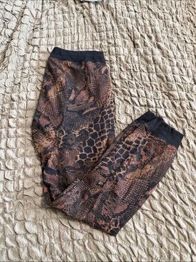 American Stitch Brown Black Snakeskin Print Joggers